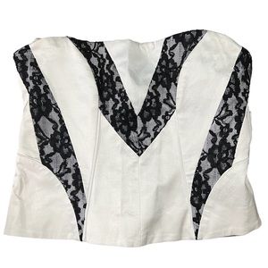 NEW RARE Bebe Y2K Glamour Contrast Corset Bustier White & Black Lace Italian 10